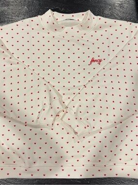 Shop Fancy White Crewneck Sweatshirt with Red Heart Print - Never Worn